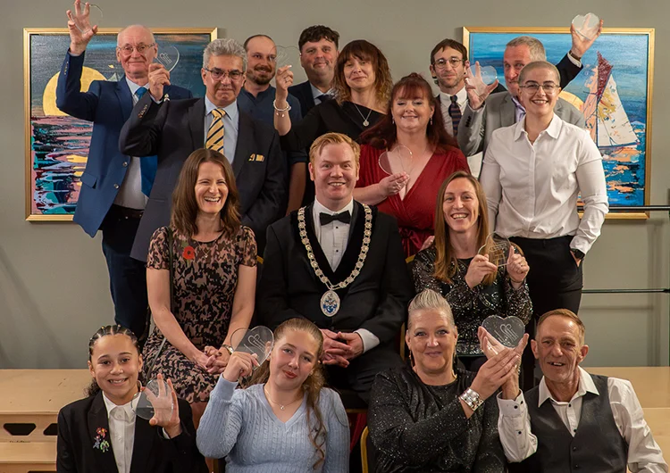 This year's Broadland Community Awards winners with their trophies at Royal Norwich Golf Club.